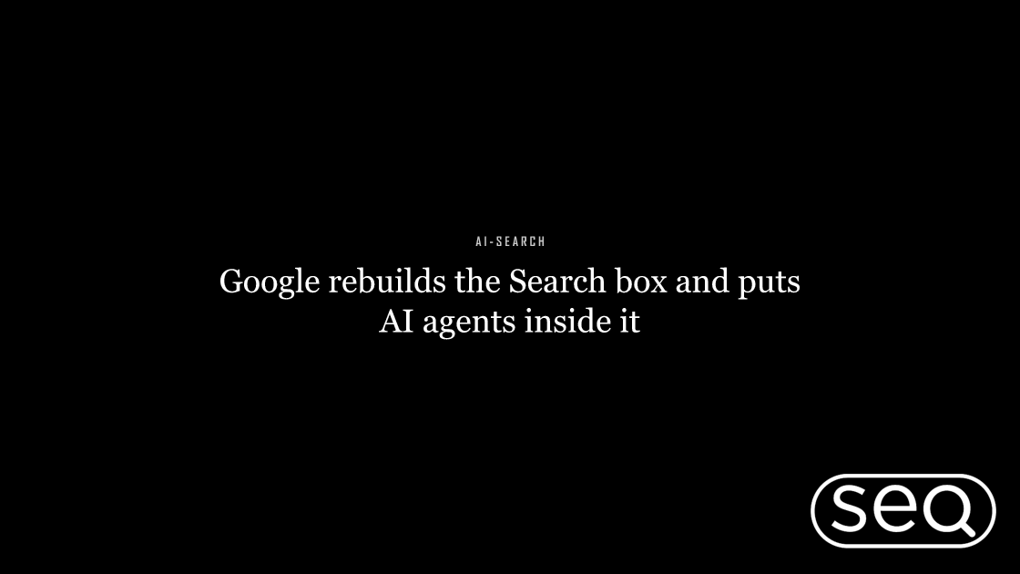 Editorial graphic for an article on Google's redesigned AI-powered Search box