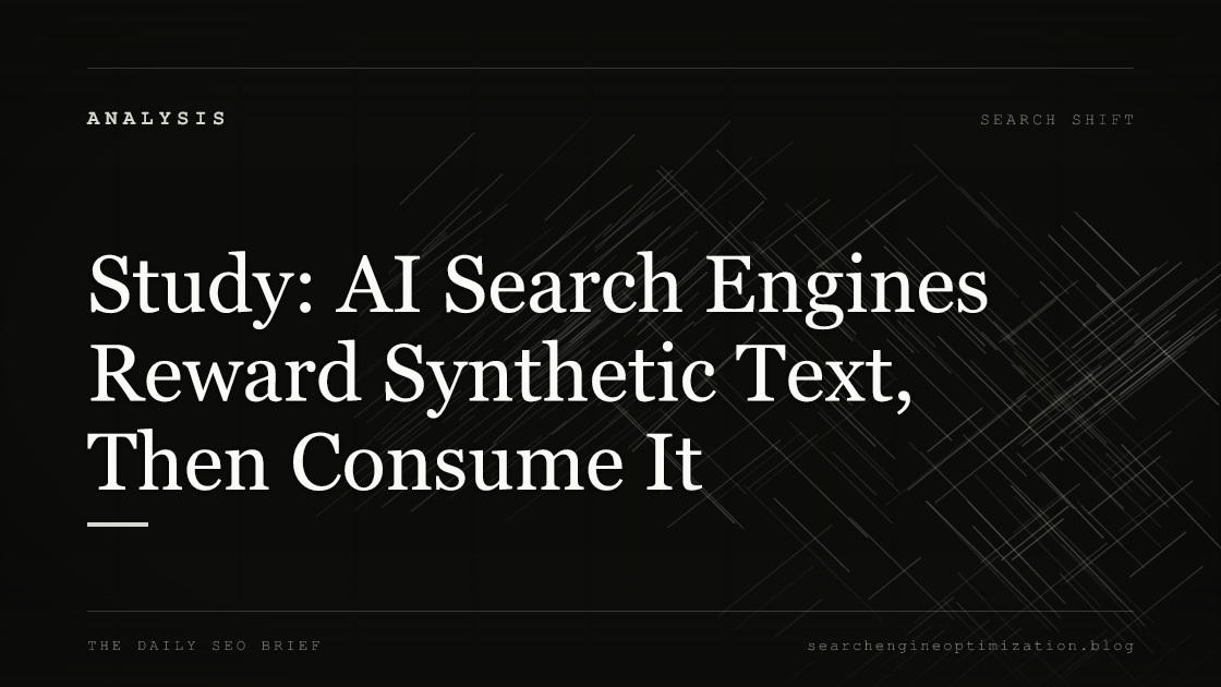 Study: AI Search Engines Reward Synthetic Text, Then Consume It. Featured image for SEO
